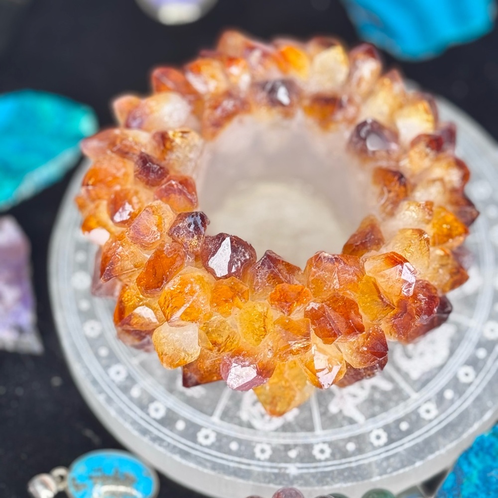 Natural Citrine Point Crystal Candle or Sphere Holder Brazil Statement Display - Picture 13 of 16